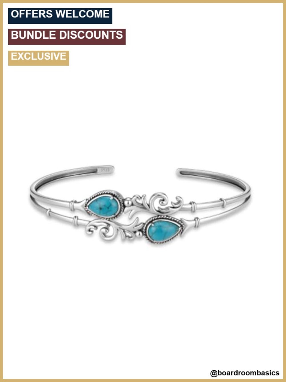 Natural Turquoise Open Cuff Bracelet Sterling Silver Western Boho Adjustable